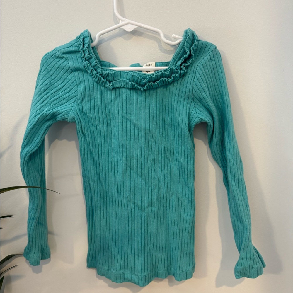 kate quinn Teal Ribbed Kids Top